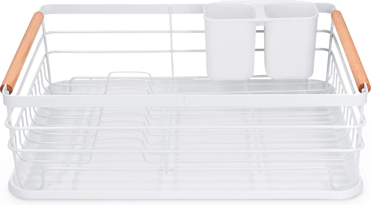 Navaris Afdruiprek Met Uitneembare Bestekhouder - Afwasrek Met Losse Lekbak - Vaatwasrek Met Plateau - Voor Bestek, Borden, Schalen En Pannen - Afbeelding 8