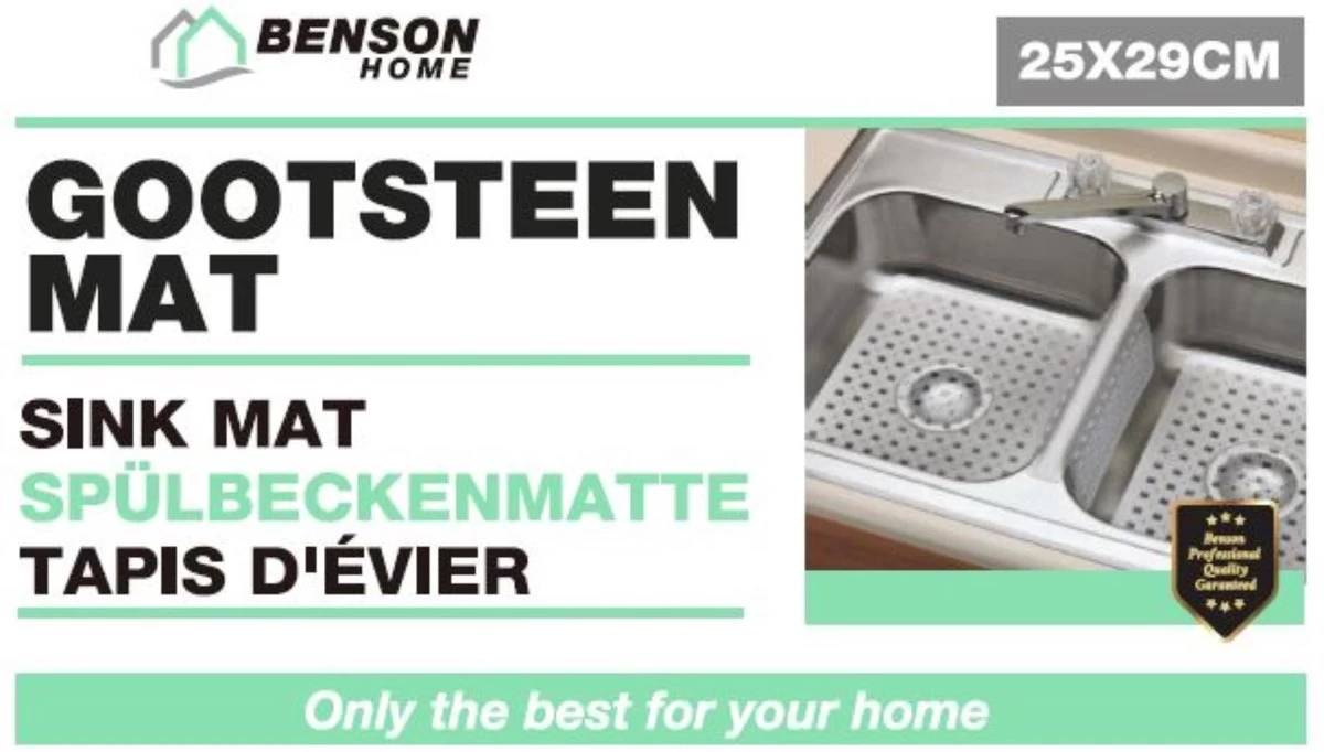 Merkloos Gootsteenmat PVC Vierkant Grijs 28 Cm - Afbeelding 2