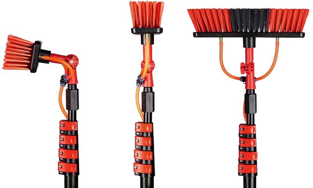 Telescoopsteel Met Borstel 6 Delige Set – Telescoop Met Borstel - Telescoopsteel Ramenwassen – Uitschuifbaar Tot 4,6 Meter - Met Zeepdispenser - Afbeelding 8