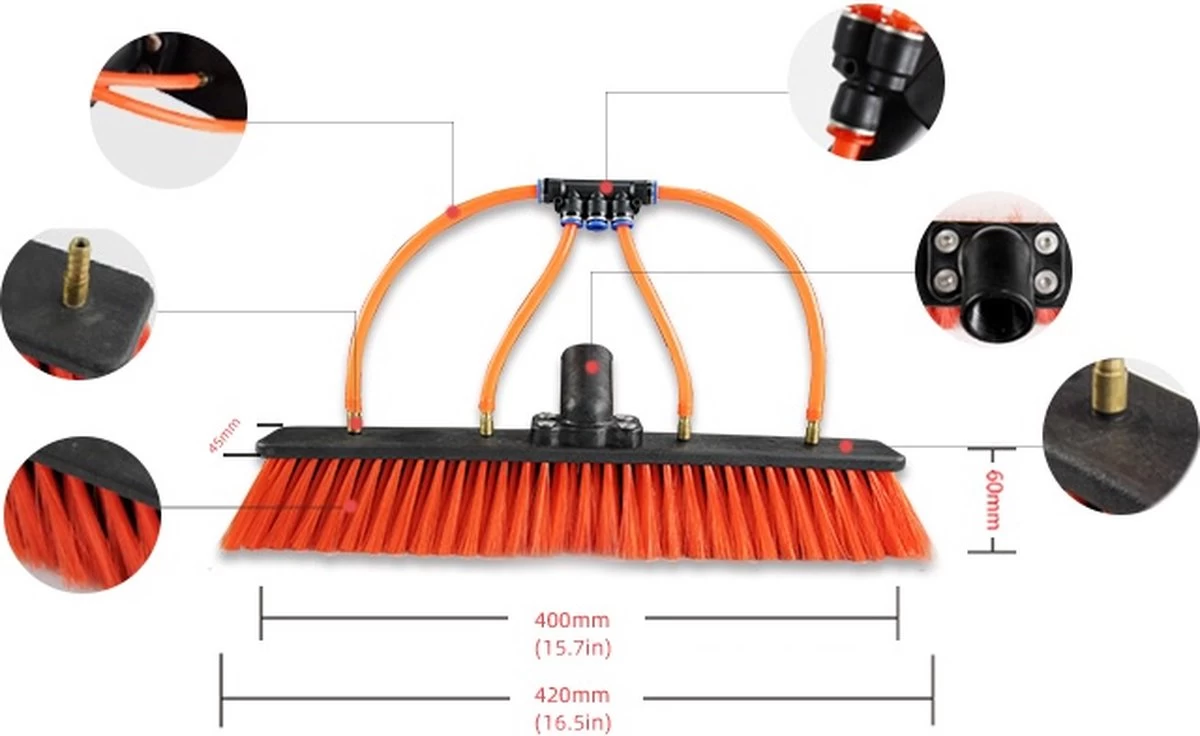 Aqua2Go Telescoopsteel 10,6 Meter - Lichtgewicht Aluminium - 40 Cm. Borstel - Ramen Wassen - Zonnepanelen - Afbeelding 6