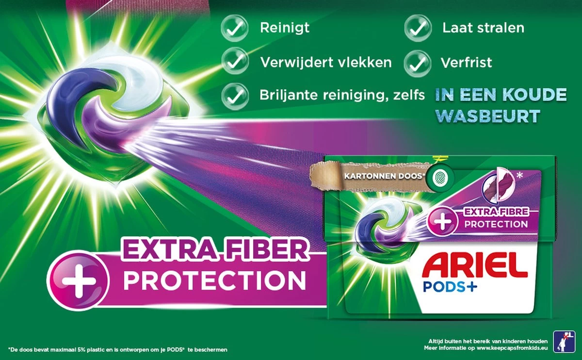 Ariel Wasmiddel Pods + Extra Vezelbescherming - Kleur - 4 X 28 Wasbeurten - Voordeelverpakking - Afbeelding 10