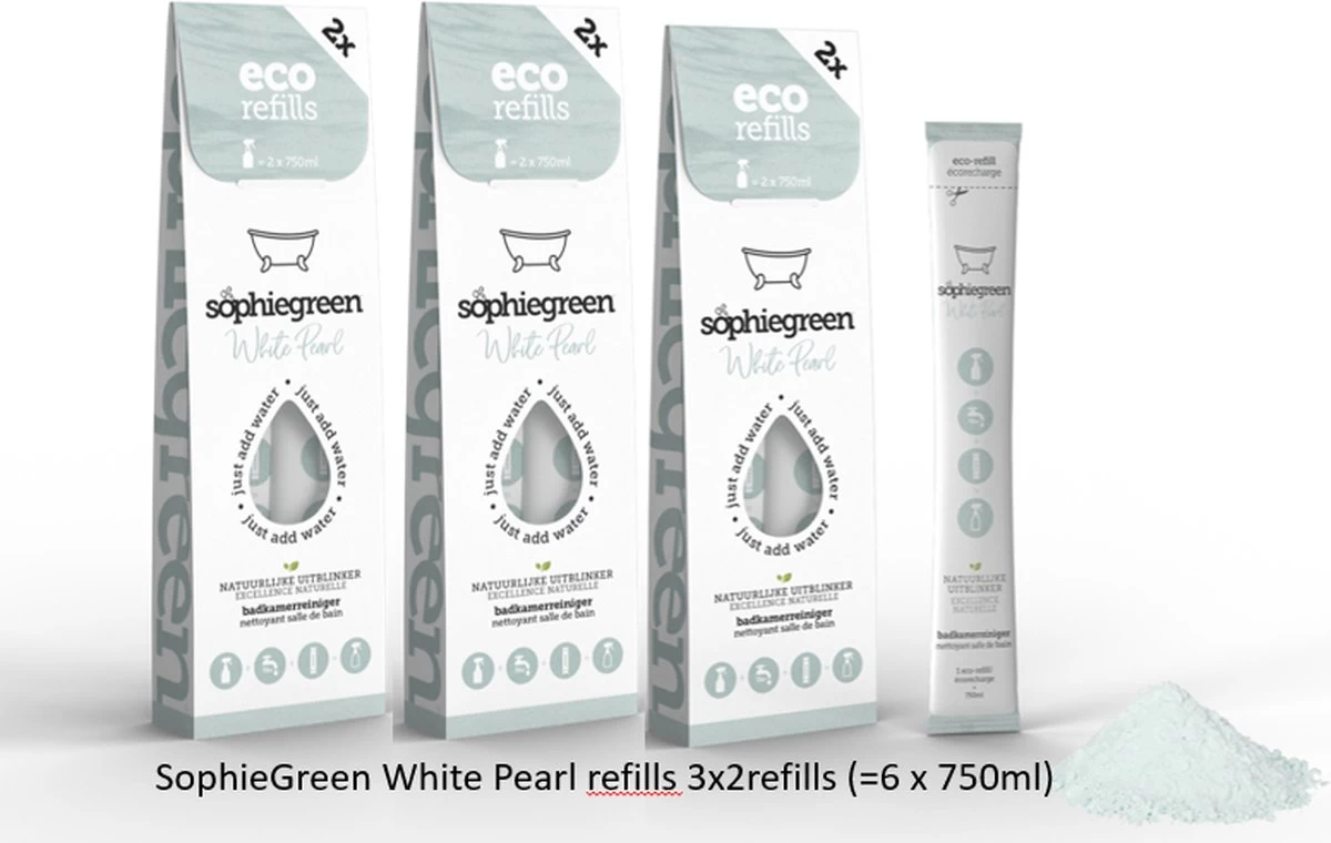 SophieGreen White Pearl Badkamerreiniger 3x2 Navullingen (=6x750 Ml)