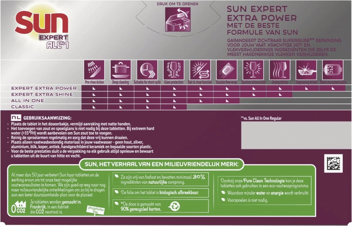 SUN® Sun Expert All-in 1 Vaatwastabletten - Extra Power - 6 X 23 Tabletten - Afbeelding 3