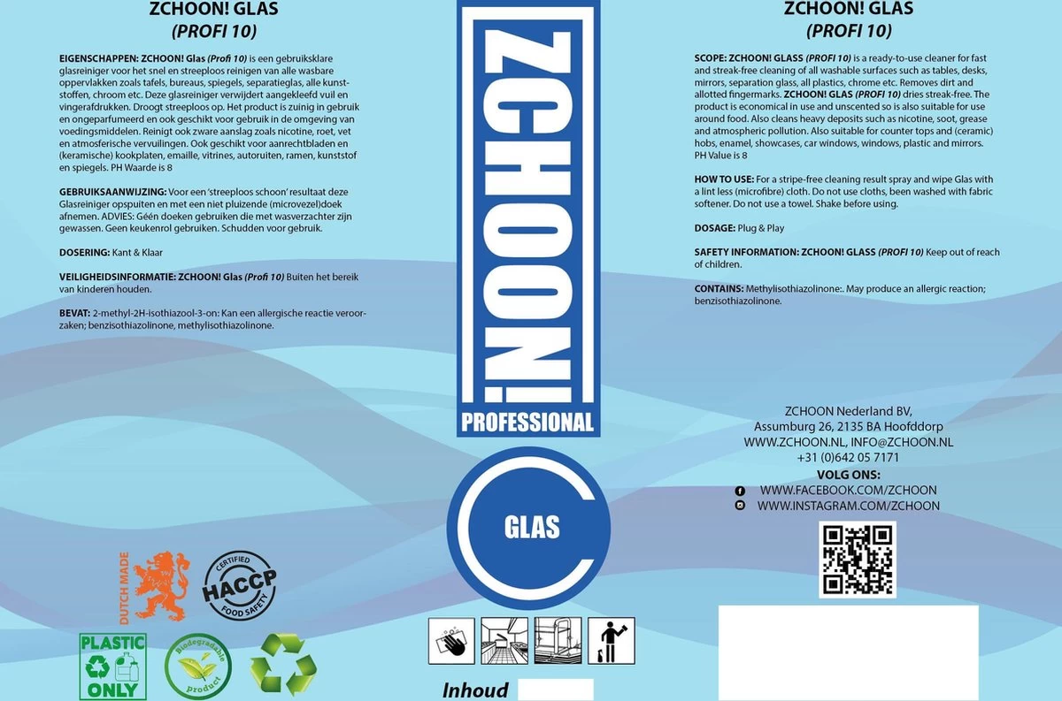 Zchoon - Professionele Glasreiniger - Milieu Bewust - Milieu Vriendelijk - Biologisch Afbreekbaar - Absoluut Residu Vrij - Streeploos - Voordeelverpakking - Afbeelding 2