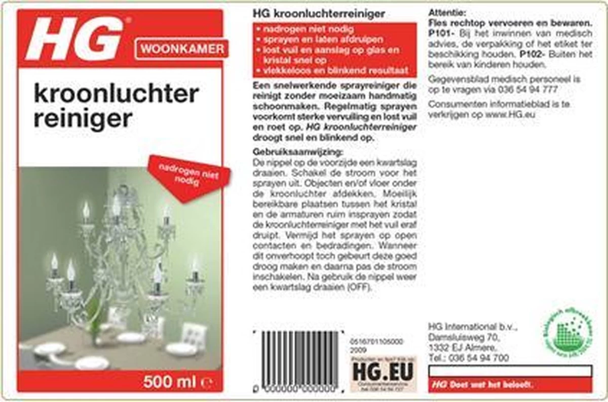 HG Kroonluchter Reiniger - 500ml - Snel Een Vlekkeloos Resultaat - Afbeelding 3