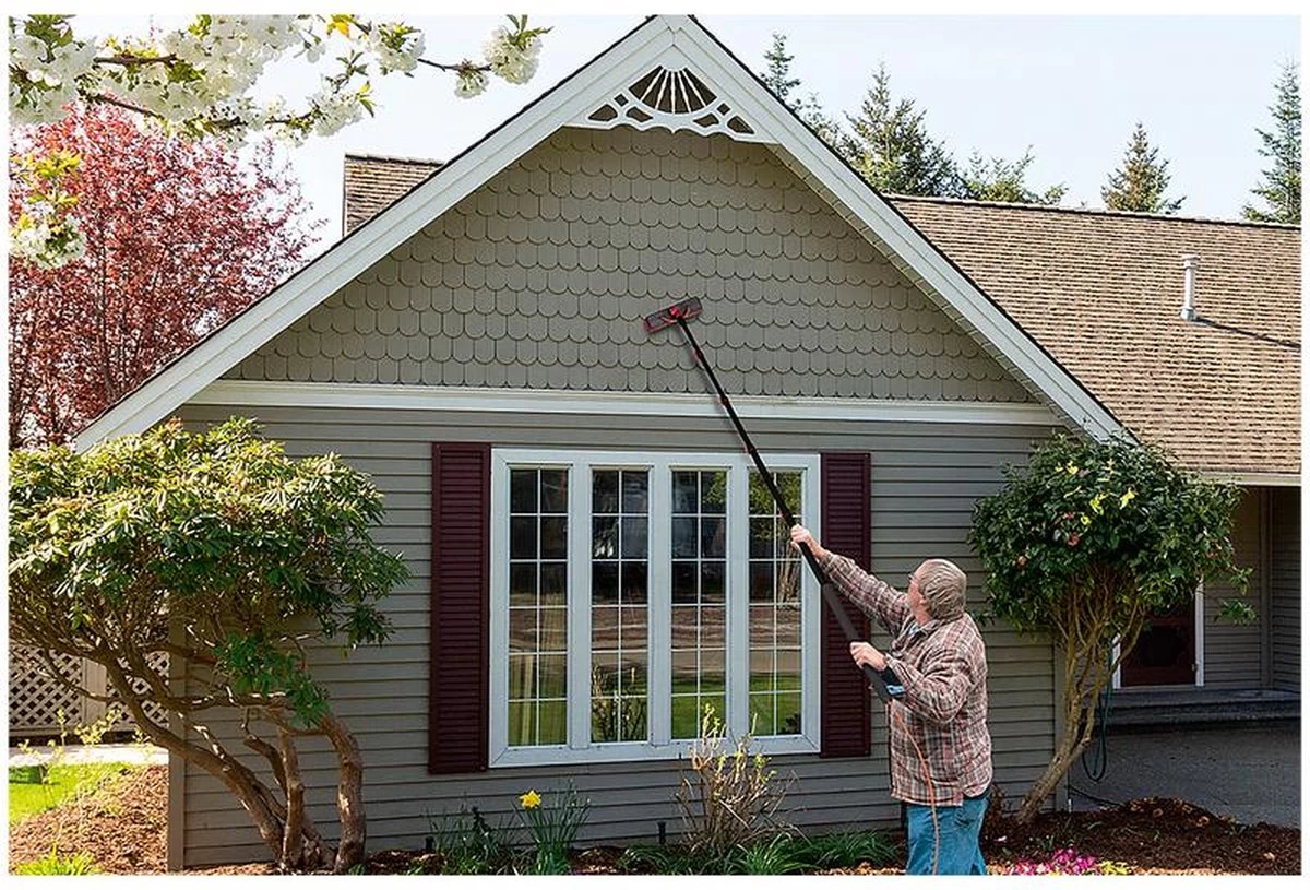 Telescoopsteel Met Borstel 6 Delige Set – Telescoop Met Borstel - Telescoopsteel Ramenwassen – Uitschuifbaar Tot 4,6 Meter - Met Zeepdispenser - Afbeelding 2