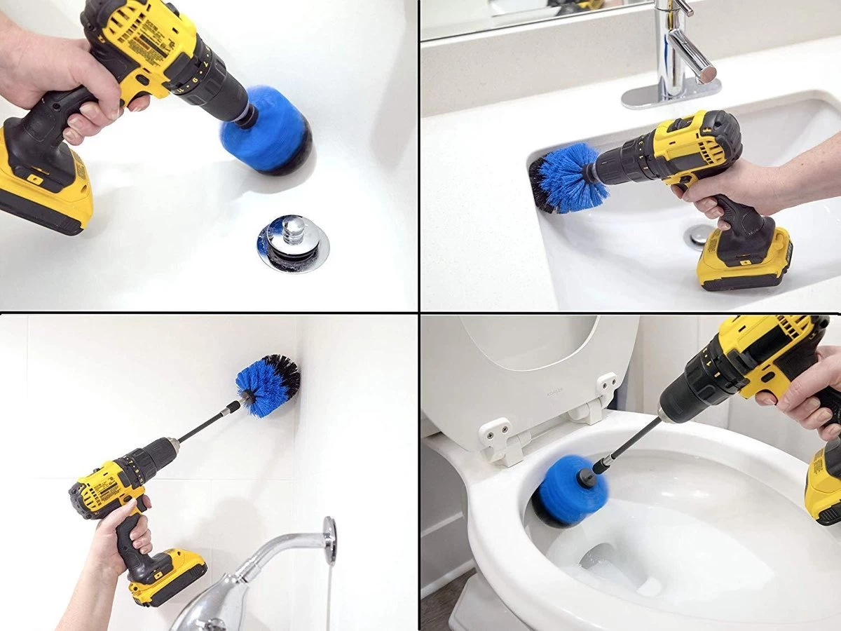 Merkloos 3 Delige Borstelset Voor Boormachine, Opzetstuk Voor Boormachine, Reinigingsborstels, Boorborstels - Afbeelding 6