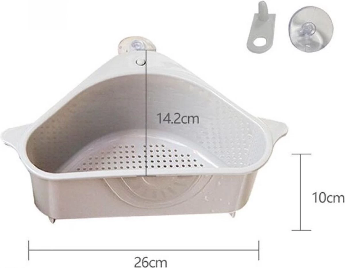 Merkloos Gootsteenorganiser Grijs - Sponshouder - Aanrecht Organiser - Vaatdoek Houder - Gootsteen Organiser - Gootsteen Bakje - Gootsteen Organiser- Gootsteenorganiser - Gootsteen Houder - Gootsteenzeef - Afbeelding 3