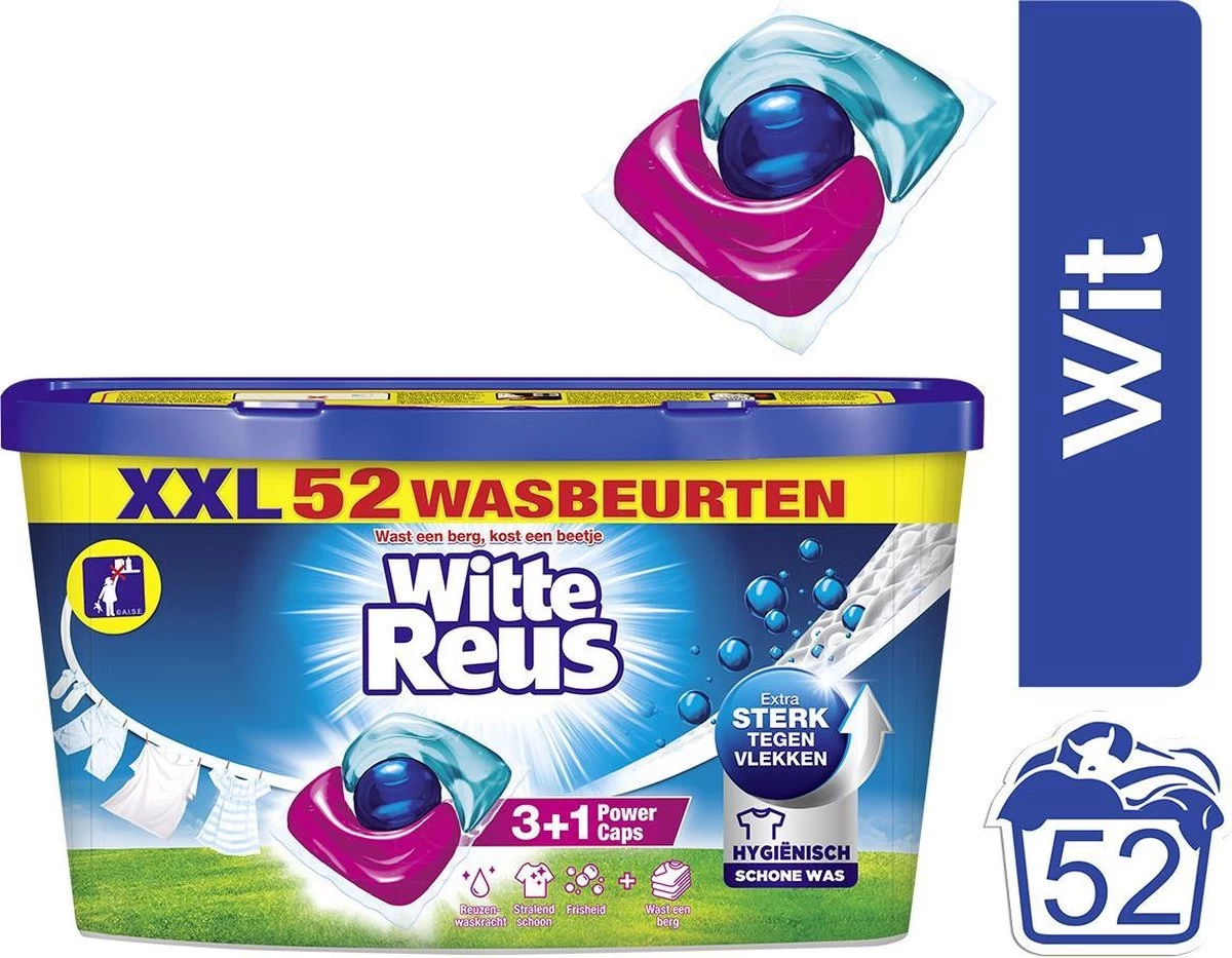 Witte Reus Power Caps Wascapsules - Wasmiddel Capsules - Voordeelverpakking - 52 Wasbeurten - Afbeelding 2