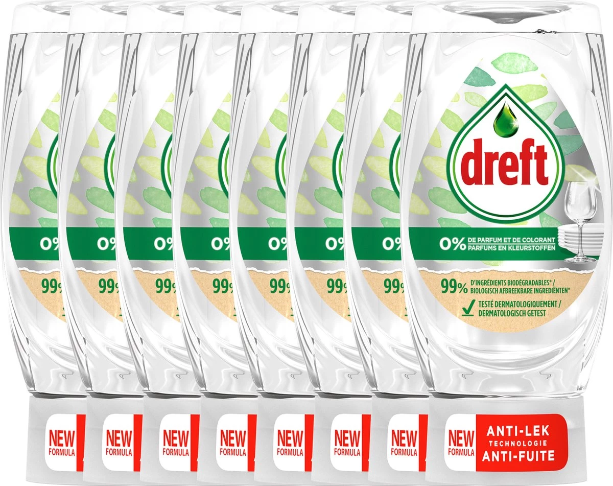 Dreft Afwasmiddel Pure & Clean - 8 X 370 Ml - Voordeelverpakking