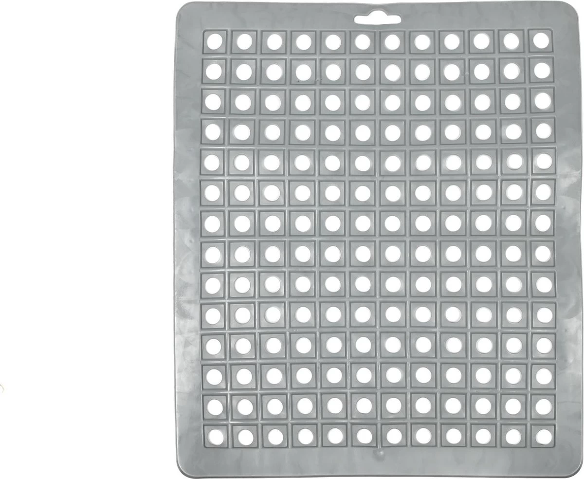 Merkloos Gootsteenmat PVC Vierkant Grijs 28 Cm