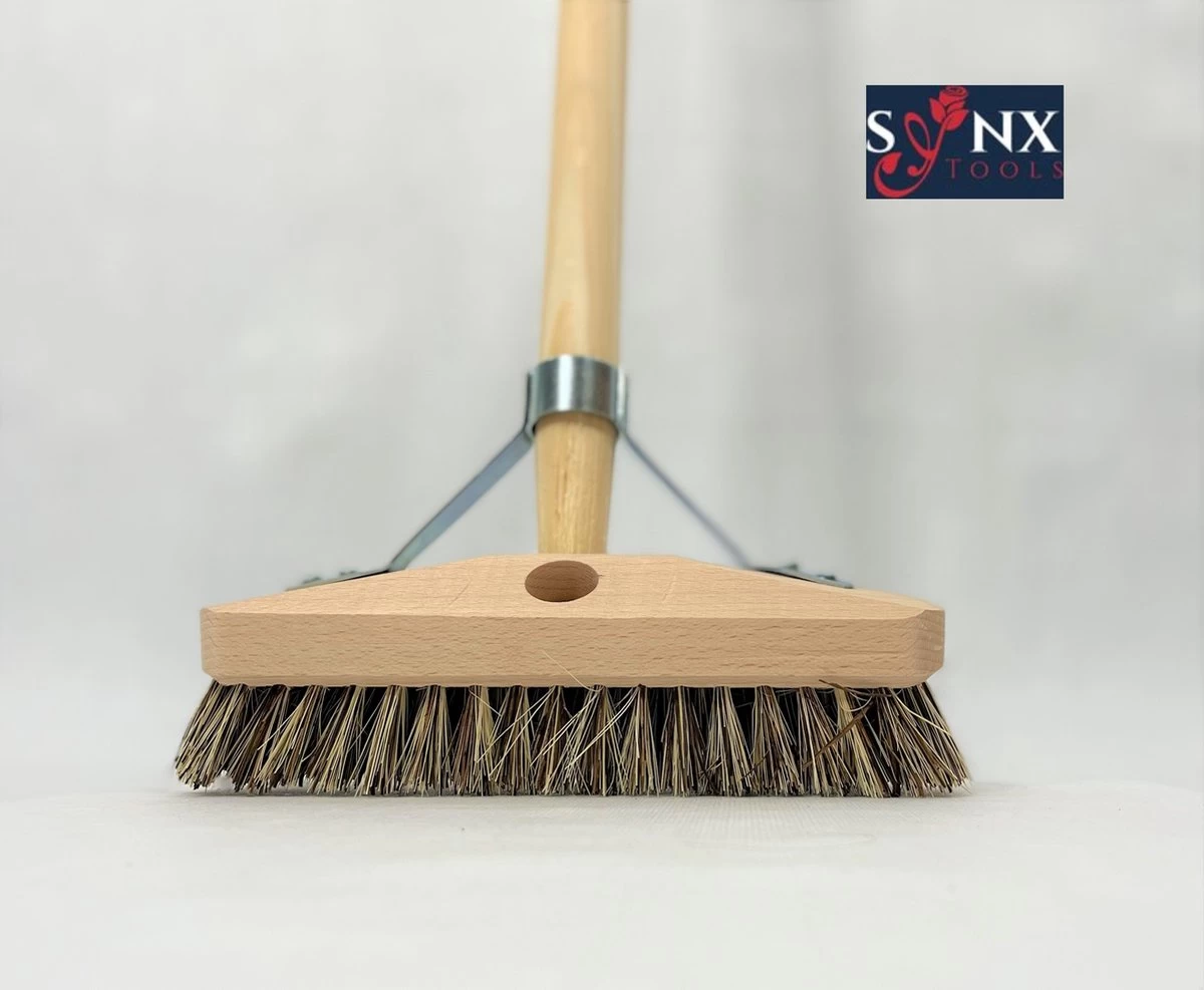 Synx Tools Luiwagen Union 22cm - Tegel Bezem Schrobber- Bezemsteel - Schoonmaakbezem - Schrobborstels - Bezems Met Steel 150 Cm - Afbeelding 3