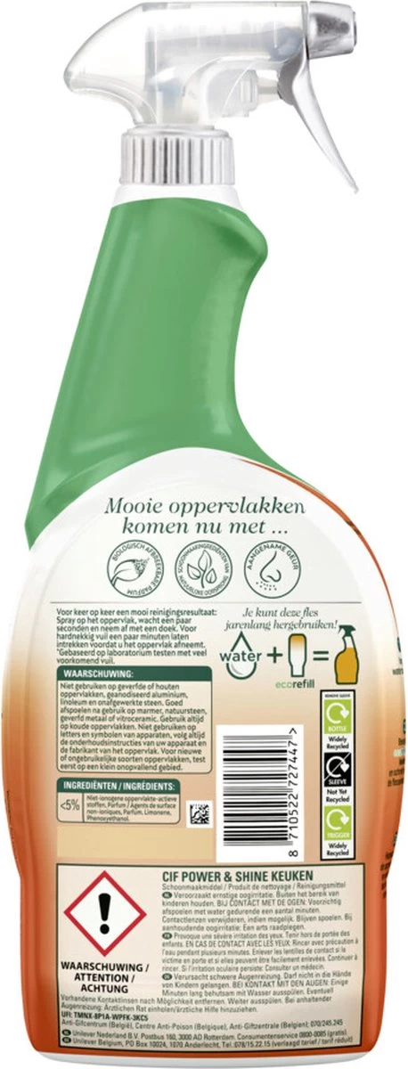 Cif CleanBoost Power & Shine Keuken Spray - 6 X 750 Ml - Voordeelverpakking - Afbeelding 2