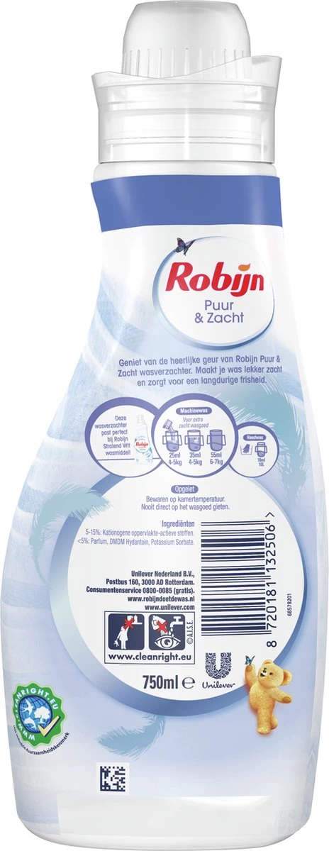 Robijn Puur & Zacht Wasverzachter - 8 X 30 Wasbeurten - Voordeelverpakking - Afbeelding 2