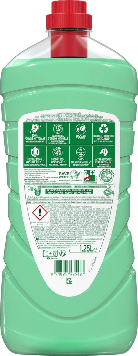 Ajax® Ajax Allesreiniger Limoen 6 X 1.25L - Voordeelverpakking - Afbeelding 2