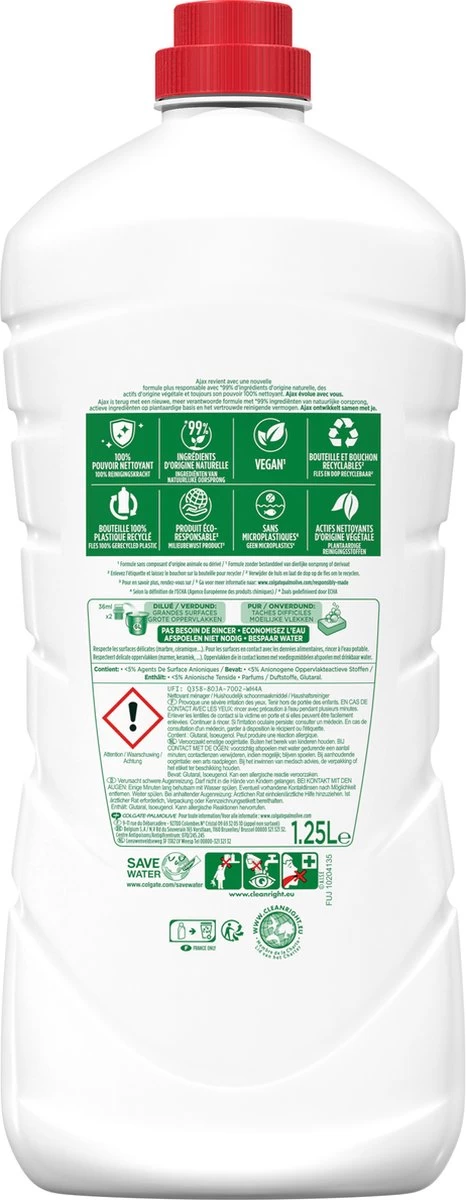 Ajax® Ajax Allesreiniger Fris 6 X 1.25L - Voordeelverpakking - Afbeelding 2