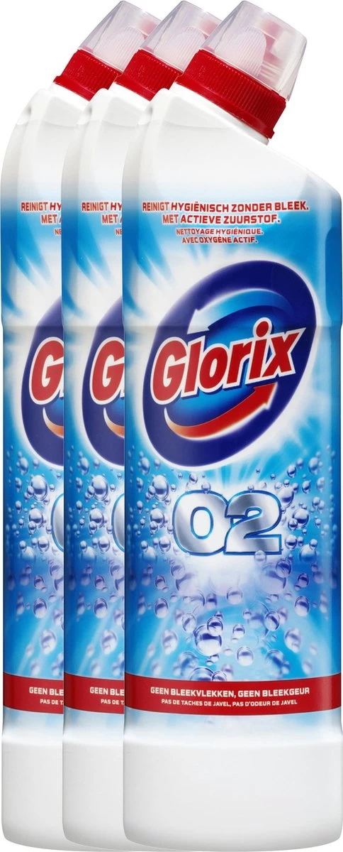 Glorix Bleek O2 - 750 Ml - Toiletreiniger - 3 Stuks - Voordeelverpakking