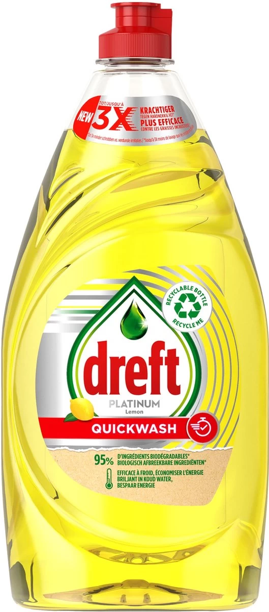 Dreft Platinum - Quickwash - Citroen - Vloeibaar Afwasmiddel - Voordeelverpakking 8 X 780 Ml - Afbeelding 6