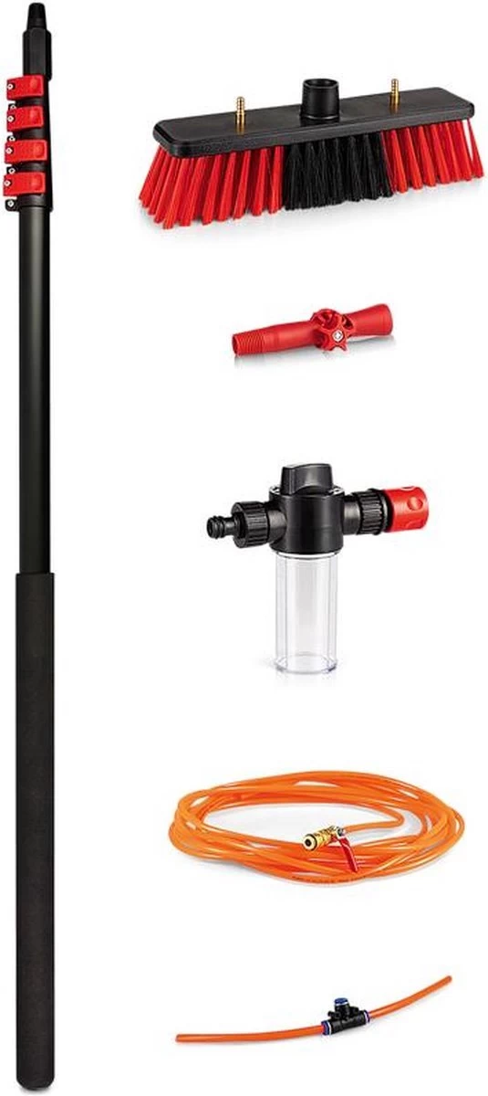 Merkloos Telescoopsteel Ramenwassen 4,6M - Met Borstel & Waterdoorvoer - Voor Ramen - Watertoevoer - Borstel - Afbeelding 10