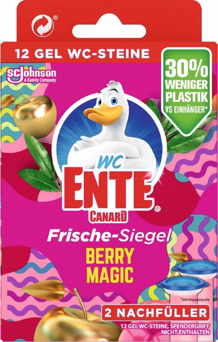 WC-Eend | WC-Ente | WC-Canard | Toilet Duck Fresh Disc Berry Magic | Navulverpakking | 2 Navullingen Met 12 Gel Blokjes | Voordeelverpakking