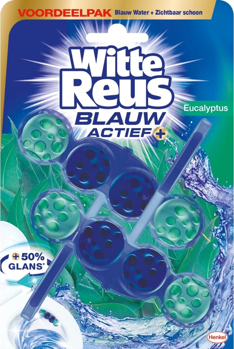 Witte Reus Blauw Actief Toiletblok - Eucalyptus - WC Blokjes Voordeelverpakking - 20 Stuks - Afbeelding 2