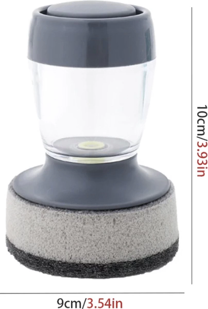 Afwasborstel Met Zeepdispenser – Met 3 Verschillende Opzet Stukken – Inclusief Houder – Grijs – Afwas Borstel Zeepreservoir – Zeep Handborstel – Doseerpomp – Afwasmiddel Dispenser – Navulbaar - Afbeelding 6