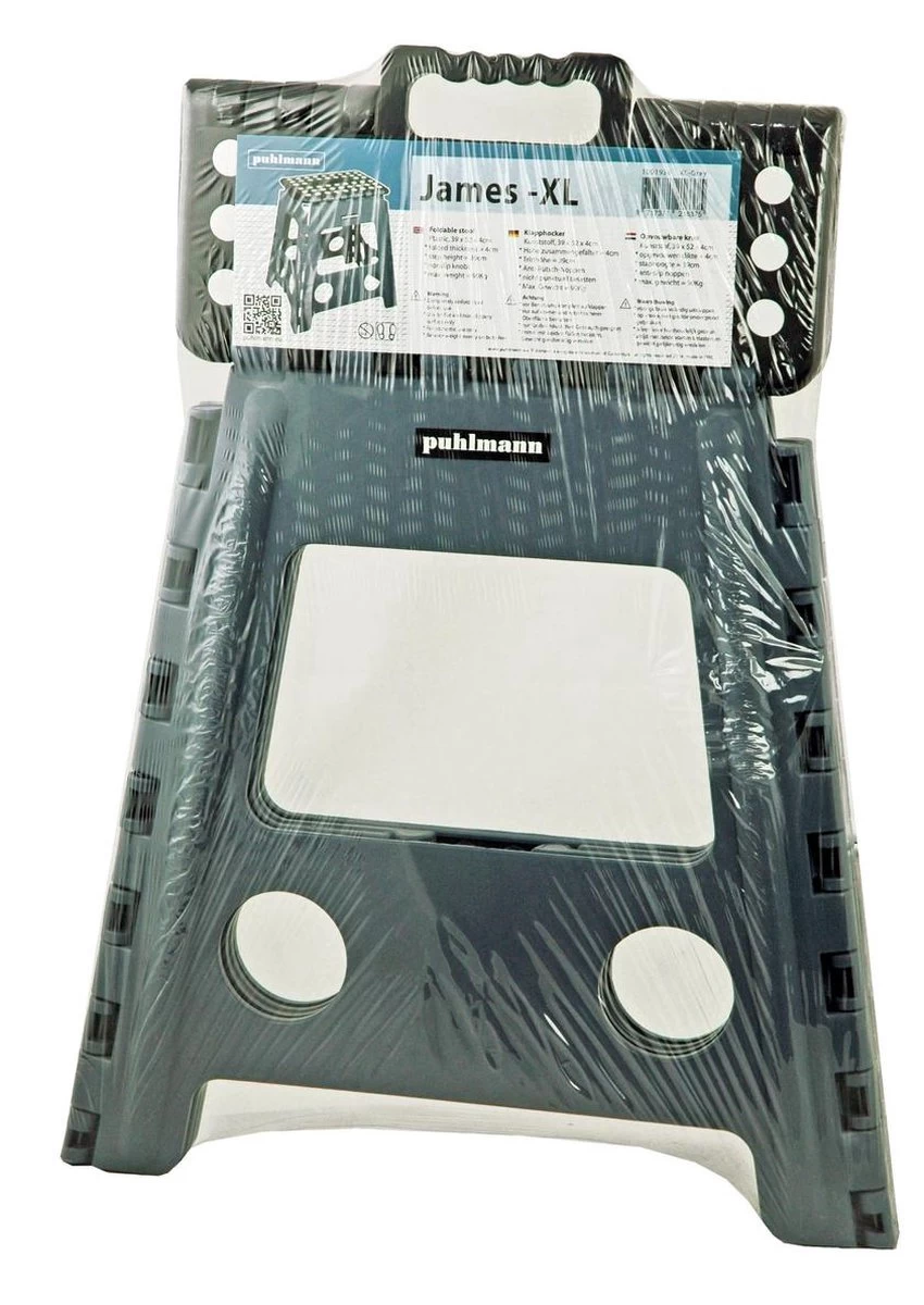 PUHLMANN - Inklapbare Kruk, JAMES, Plastic, Grijs, 40 Cm Hoog, Max 90 Kilo - Afbeelding 5