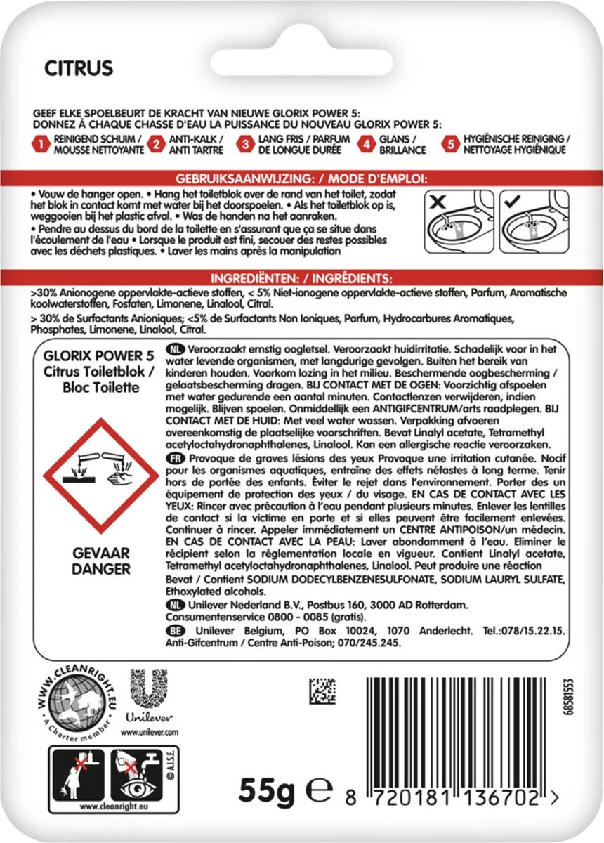 Glorix Power 5 Toiletblokken - Citroen - 7 X 2 Stuks - Voordeelverpakking - Afbeelding 11