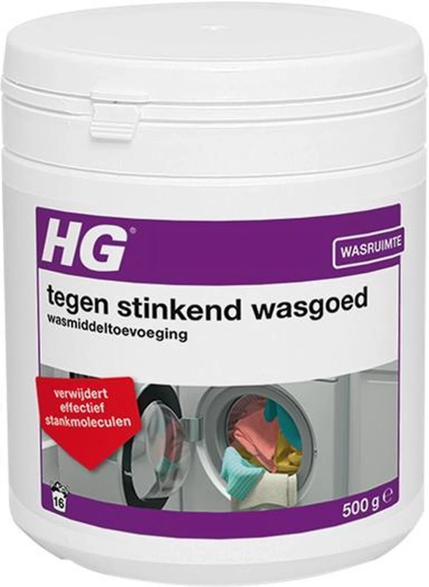 HG Tegen Stinkend Wasgoed Wasmiddeltoevoeging - 500gr - Verwijdert Stankmoleculen - Voor 16 Wasbeurten - Afbeelding 3