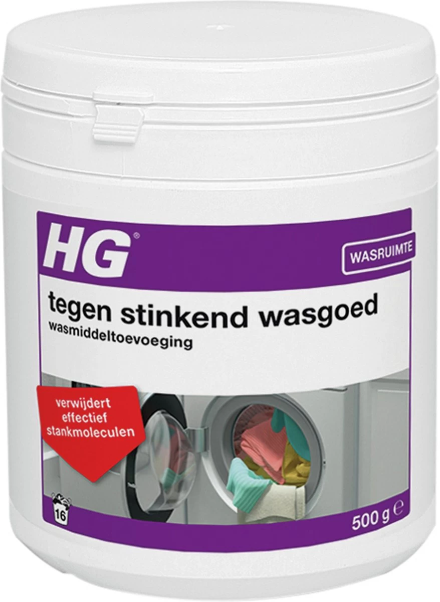 HG Tegen Stinkend Wasgoed Wasmiddeltoevoeging - 500gr - Verwijdert Stankmoleculen - Voor 16 Wasbeurten