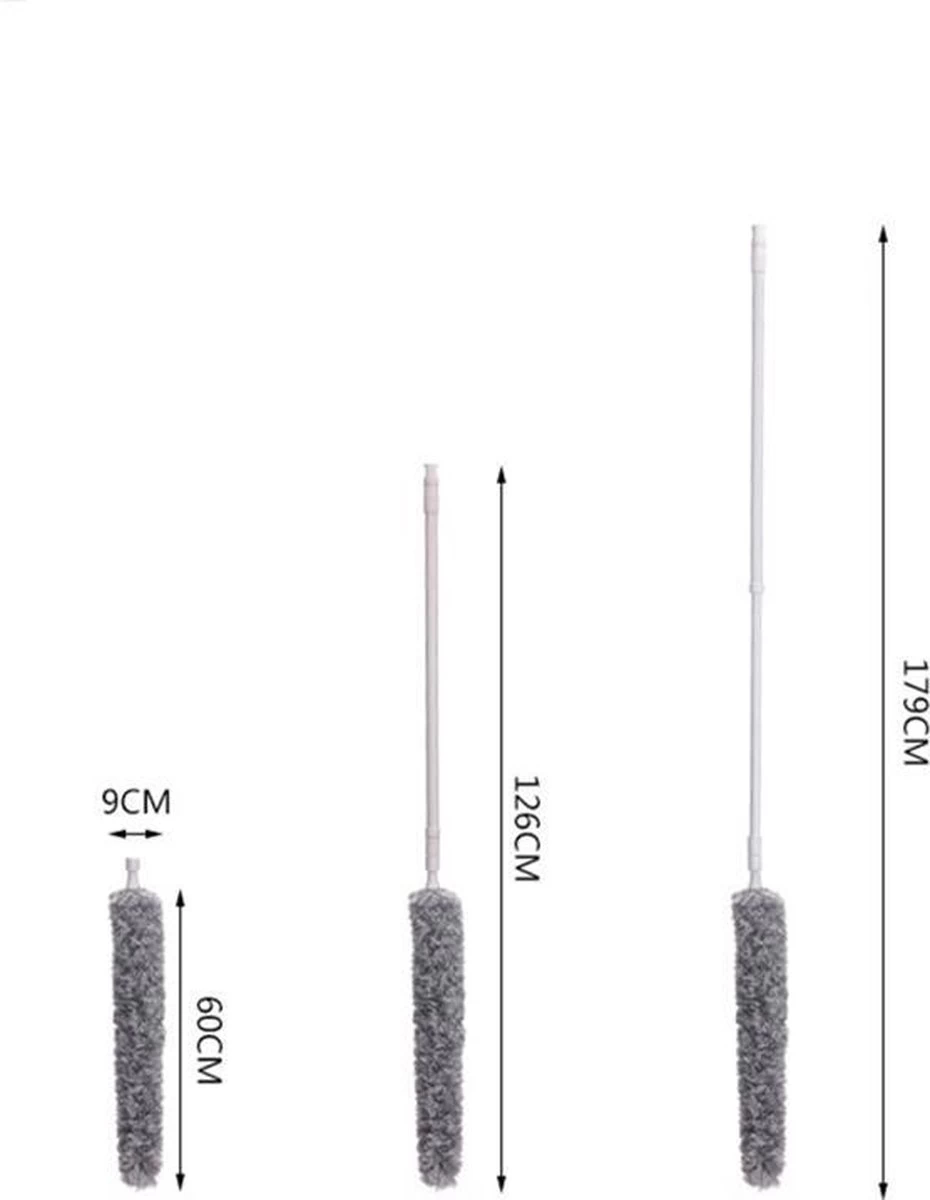 Plumeau/met Telescoopsteel/uitschuifbaar/microvezel Buigbare Borstelkop/9 X 126cm Max-lengte179cm - Afbeelding 4