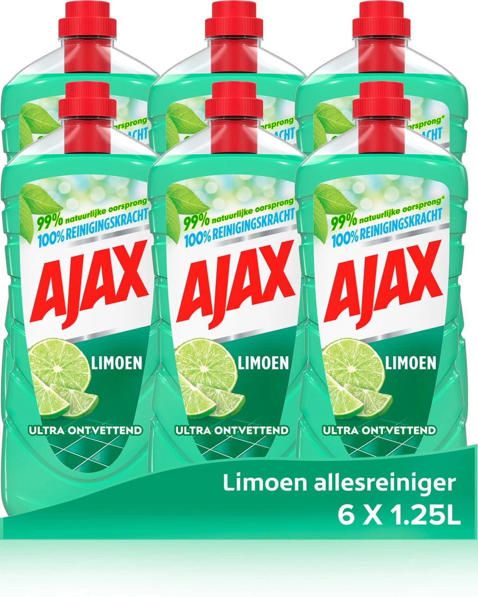 Ajax® Ajax Allesreiniger Limoen 6 X 1.25L - Voordeelverpakking