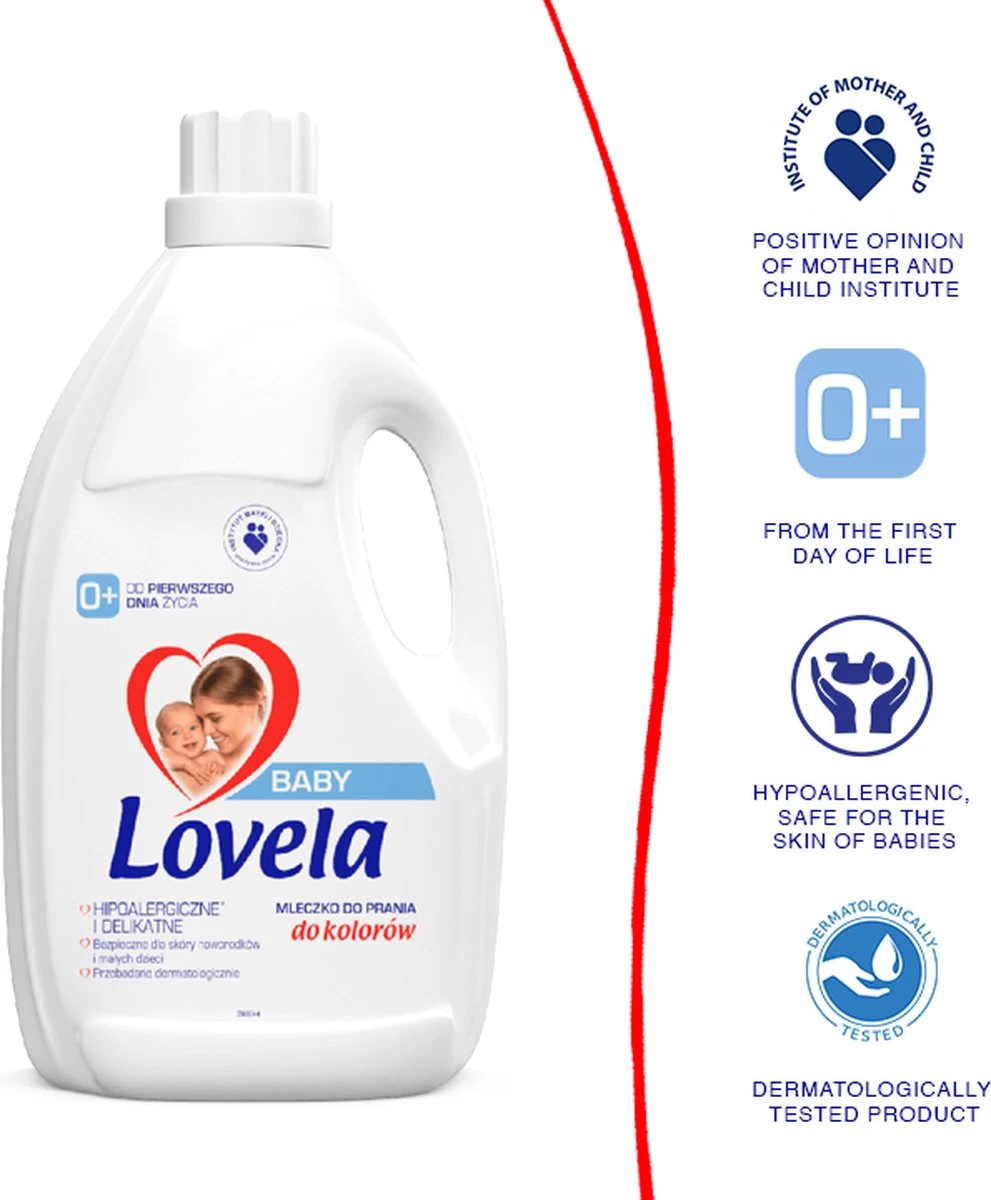 Lovela Baby - Hypoallergeen Wasmiddel Voor Het Wassen Van Gekleurde Baby- En Kinderkleding - 1.45 Liter - Afbeelding 3