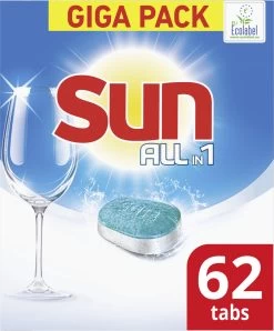 SUN® Sun All-in 1 Normaal Vaatwastabletten - 62 Tabletten - Voordeelverpakking